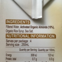 Pureharvest Almond Milk Ingredients
