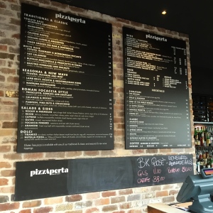 The menu at Pizzaperta