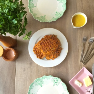 Carrot Waffles with Gold Milk Sauce